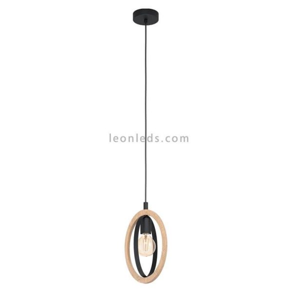 Lámpara colgante LED vintage de madera Basildon 1XE27 | Lámpara vintage de techo de Eglo Iluminación | LeonLeds Iluminación