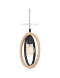 Lámpara de techo LED vintage de madera Basildon 3XE27 | Lámpara de techo acero de Eglo Iluminación | LeonLeds Iluminación