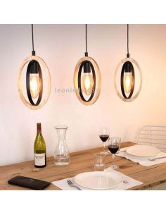 Lámpara de techo LED vintage de madera Basildon 3XE27 | Lámpara vintage de techo de Eglo Iluminación | LeonLeds Iluminación 2