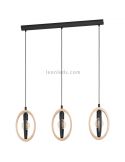 Lámpara de techo LED vintage de madera Basildon 3XE27 | Lámpara vintage de techo de Eglo Iluminación | LeonLeds Iluminación