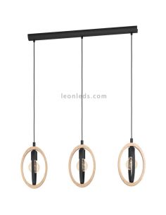 Plafonnier LED vintage en bois Basildon 3XE27 | Plafonnier Vintage de Eglo Iluminación | Éclairage LeonLeds