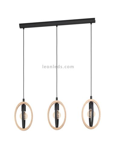 Plafonnier LED vintage en bois Basildon 3XE27 | Plafonnier Vintage de Eglo Iluminación | Éclairage LeonLeds