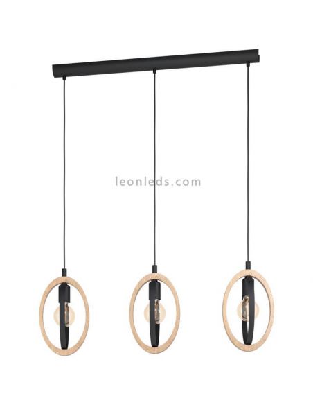 Lámpara de techo LED vintage de madera Basildon 3XE27 | Lámpara vintage de techo de Eglo Iluminación | LeonLeds Iluminación