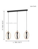 Lámpara de techo LED vintage de madera Basildon 3XE27 | Lámpara medidas de Eglo Iluminación | LeonLeds Iluminación
