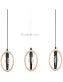 Lámpara de techo LED vintage de madera Basildon 3XE27 | Lámpara de techo acero de Eglo Iluminación | LeonLeds Iluminación