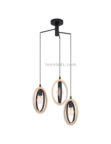 Luminária de teto LED vintage de madeira Basildon 3XE27 | Luminária de teto vintage da Eglo Iluminación | Leon Iluminação LED