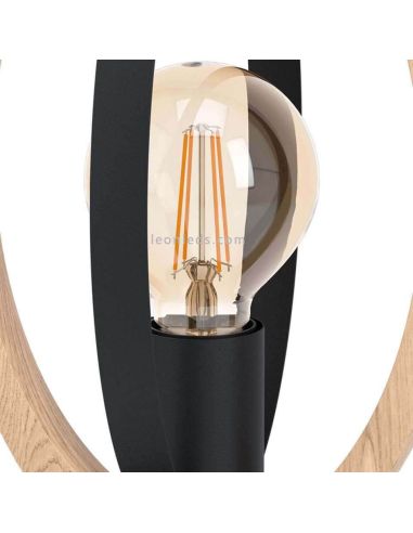 Lámpara sobremesa LED vintage de madera Basildon 1XE27 | Lámpara rústica de Eglo Iluminación | LeonLeds Iluminación