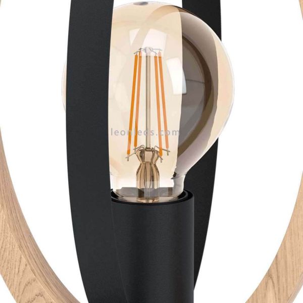 Lampe de table LED vintage en bois Basildon 1XE27 | Lampe rustique de Eglo Iluminación | Éclairage LeonLeds