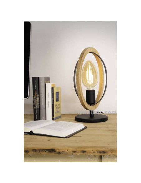 Lampe de table LED vintage en bois Basildon 1XE27 | Plafonnier rétro de Eglo Iluminación | Éclairage LeonLeds