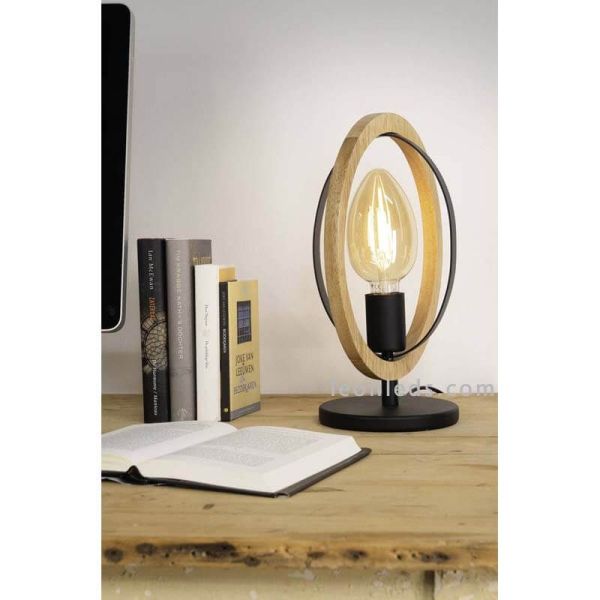 Lampe de table LED vintage en bois Basildon 1XE27 | Plafonnier rétro de Eglo Iluminación | Éclairage LeonLeds