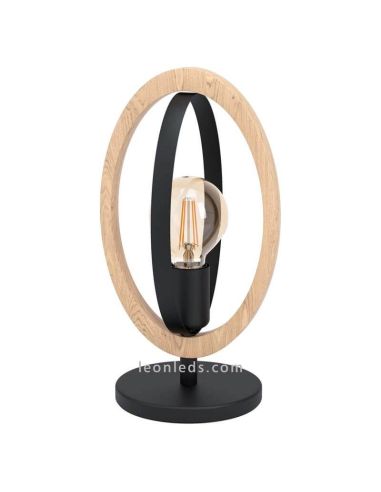 Lámpara sobremesa LED vintage de madera Basildon 1XE27 | Lámpara vintage de techo de Eglo Iluminación | LeonLeds Iluminación