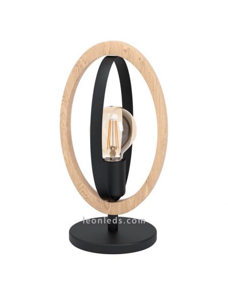 Lámpara sobremesa LED vintage de madera Basildon 1XE27 | Lámpara vintage de techo de Eglo Iluminación | LeonLeds Iluminación