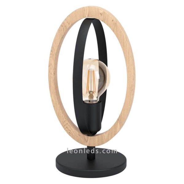 Lámpara sobremesa LED vintage de madera Basildon 1XE27 | Lámpara vintage de techo de Eglo Iluminación | LeonLeds Iluminación