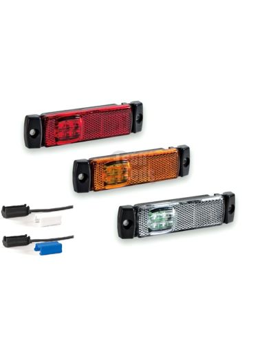 Piloto Lateral Galibo LED Ambar, Rojo y Blanco para superficie conector QS075 Remolque Camión Fristom FT018 Con conector | LeonL
