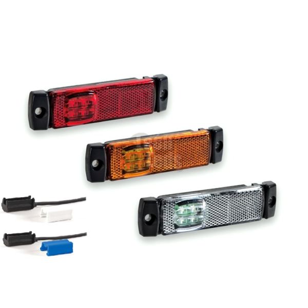 Piloto Lateral Galibo LED Ambar, Rojo y Blanco para superficie conector QS075 Remolque Camión Fristom FT018 Con conector | LeonL