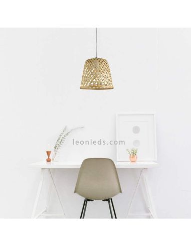 Lámpara Kirkcolm de madera trenzada|Eglo Lighting | LeonLeds Iluminación