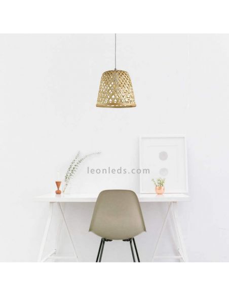 Lámpara Kirkcolm de madera trenzada|Eglo Lighting | LeonLeds Iluminación