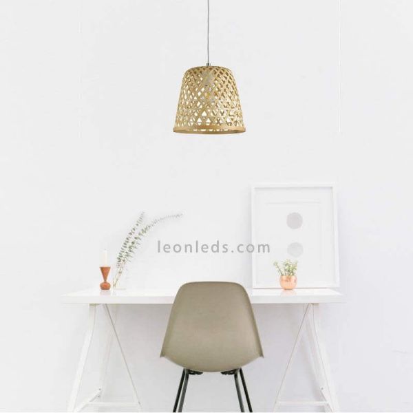 Lámpara Kirkcolm de madera trenzada|Eglo Lighting | LeonLeds Iluminación