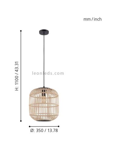 Lámpara Bordesley de madera|Eglo Lighting | LeonLeds Iluminación
