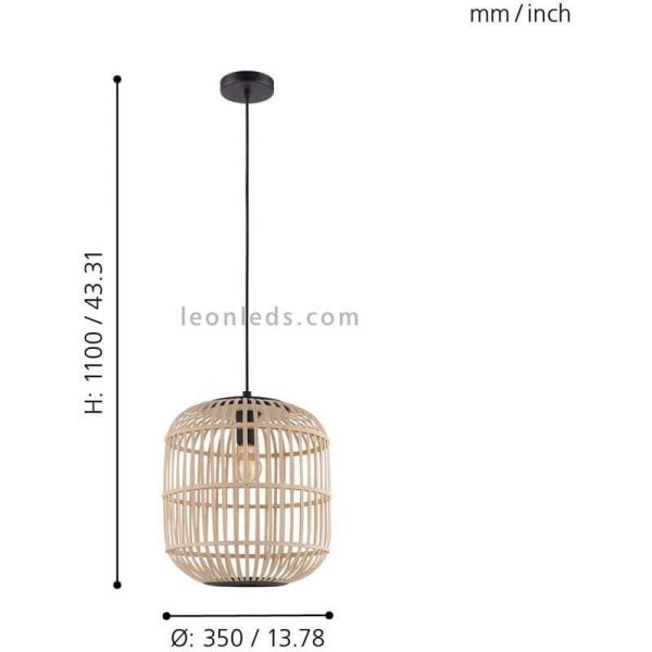 Lámpara Bordesley de madera|Eglo Lighting | LeonLeds Iluminación