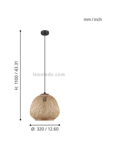 Lampe suspendue en bois Dembleby 1xE27