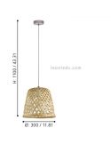Dimensiones lámpara Kirkcolm de madera|Eglo Lighting | LeonLeds Iluminación