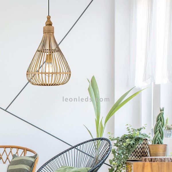 Plafonnier Amsfield avec lattes de bambou|Eglo Lighting | Éclairage LeonLeds