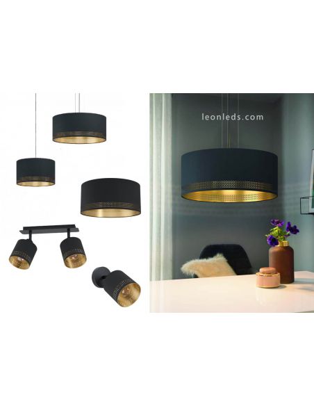Lámpara colgante LED negra Esteperra 38Cm 1XE27 | Lámpara de techo moderna de Eglo Iluminación | LeonLeds Iluminación