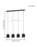 Lámpara de techo LED negra Esteperra 4xE27 | Lámpara de techo retro de Eglo Iluminación | LeonLeds Iluminación