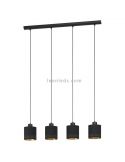 Lámpara de techo LED negra Esteperra 4xE27 | Lámpara vintage de techo de Eglo Iluminación | LeonLeds Iluminación