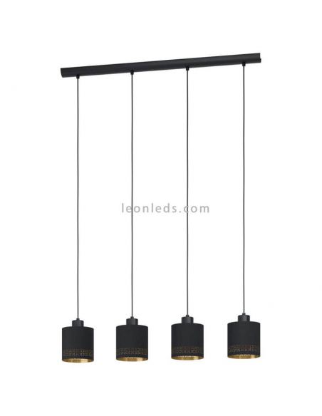 Lámpara de techo LED negra Esteperra 4xE27 | Lámpara vintage de techo de Eglo Iluminación | LeonLeds Iluminación