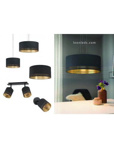 Plafonnier LED noir Esteperra 47.5Cm 1xE27 | Plafonnier moderne de Eglo Iluminación | Éclairage LeonLeds