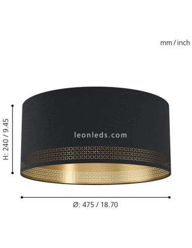 Plafón de techo LED negro Esteperra 47,5Cm 1xE27 | Lámpara de techo acero de Eglo Iluminación | LeonLeds Iluminación
