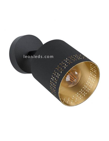 Aplique LED preto Esteperra 1xE271xE27| Arandela de teto vintage da Eglo Iluminación | Leon Iluminação LED