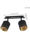 Regleta de techo LED negro Esteperra 2xE27 | Lámpara de techo acero de Eglo Iluminación | LeonLeds Iluminación