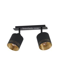 Regleta de techo LED negro Esteperra 2xE27 | Plafón vintage de techo de Eglo Iluminación | LeonLeds Iluminación