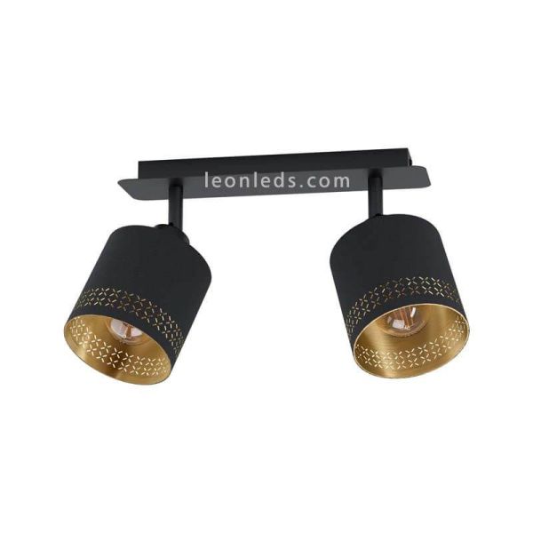 Regleta de techo LED negro Esteperra 2xE27 | Plafón vintage de techo de Eglo Iluminación | LeonLeds Iluminación