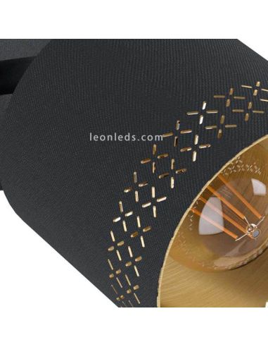 Regleta de techo LED negro Esteperra 2xE27 | Lámpara de techo vintage de Eglo Iluminación | LeonLeds Iluminación
