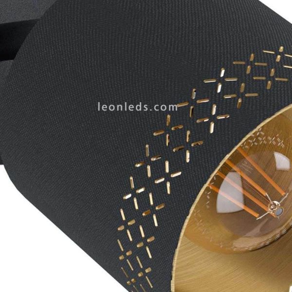 Regleta de techo LED negro Esteperra 2xE27 | Lámpara de techo vintage de Eglo Iluminación | LeonLeds Iluminación