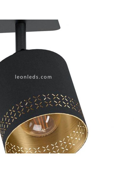 Bande de plafond LED noire Esteperra 2xE27 | Plafonnier moderne de Eglo Iluminación | Éclairage LeonLeds