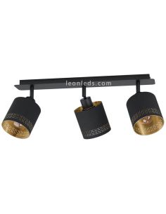 Regleta de techo LED moderna negra Esteperra 3xE27 | Plafón vintage de techo de Eglo Iluminación | LeonLeds Iluminación