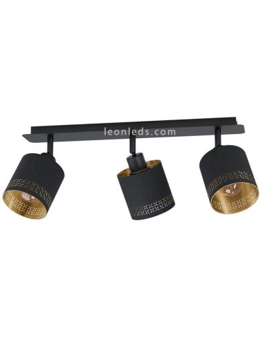 Regleta de techo LED moderna negra Esteperra 3xE27 | Plafón vintage de techo de Eglo Iluminación | LeonLeds Iluminación