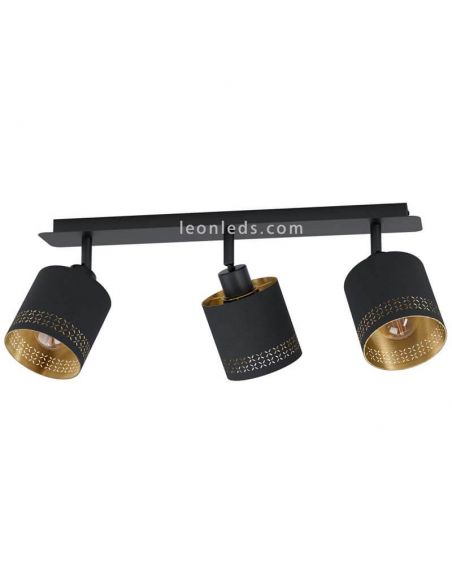 Regleta de techo LED moderna negra Esteperra 3xE27 | Plafón vintage de techo de Eglo Iluminación | LeonLeds Iluminación