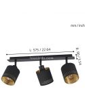 Regleta de techo LED moderna negra Esteperra 3xE27 | Lámpara de techo acero de Eglo Iluminación | LeonLeds Iluminación