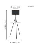 Lámpara de pie LED negra Esteperra 1xE27 | Lámpara de pie acero de Eglo Iluminación | LeonLeds Iluminación
