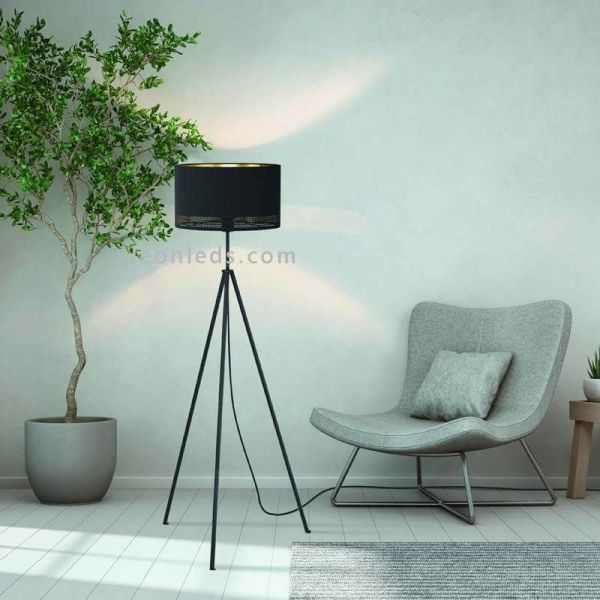 Lámpara de pie LED negra Esteperra 1xE27 | Lámpara de pie contemporánea de Eglo Iluminación | LeonLeds Iluminación