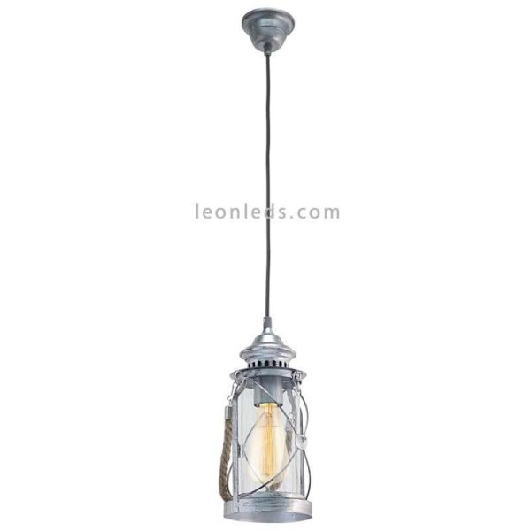 Plafonnier LED vintage Bradford 1xE277 | Lampe Grise Vintage de Eglo Iluminación | Éclairage LeonLeds