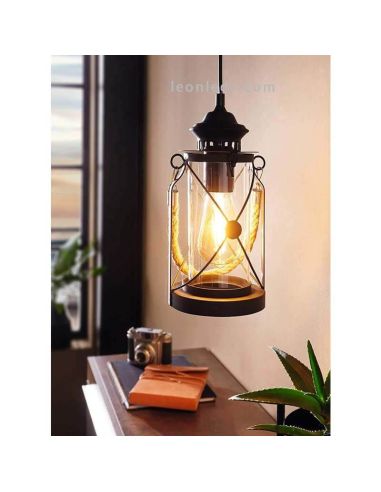 Luminária de teto LED vintage Bradford 1xE27 | Luminária de teto preta moderna da Eglo Iluminación | Leon Iluminação LED