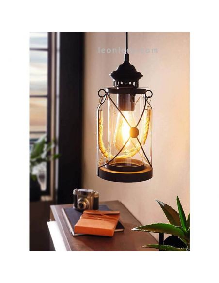 Lámpara de techo LED vintage Bradford 1xE27 | Lámpara de techo negra moderna de Eglo Iluminación | LeonLeds Iluminación