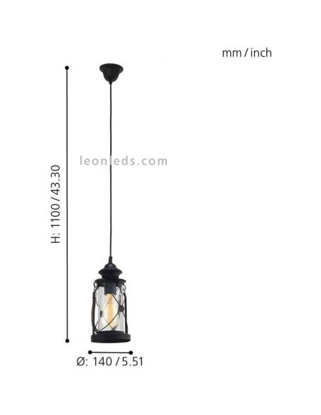 Luminária de teto LED vintage Bradford 1xE277 | Luminária de teto lanterna preta da Eglo Iluminación | Leon Iluminação LED